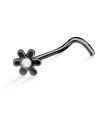 Floral Silver Curved Nose Stud NSKB-728